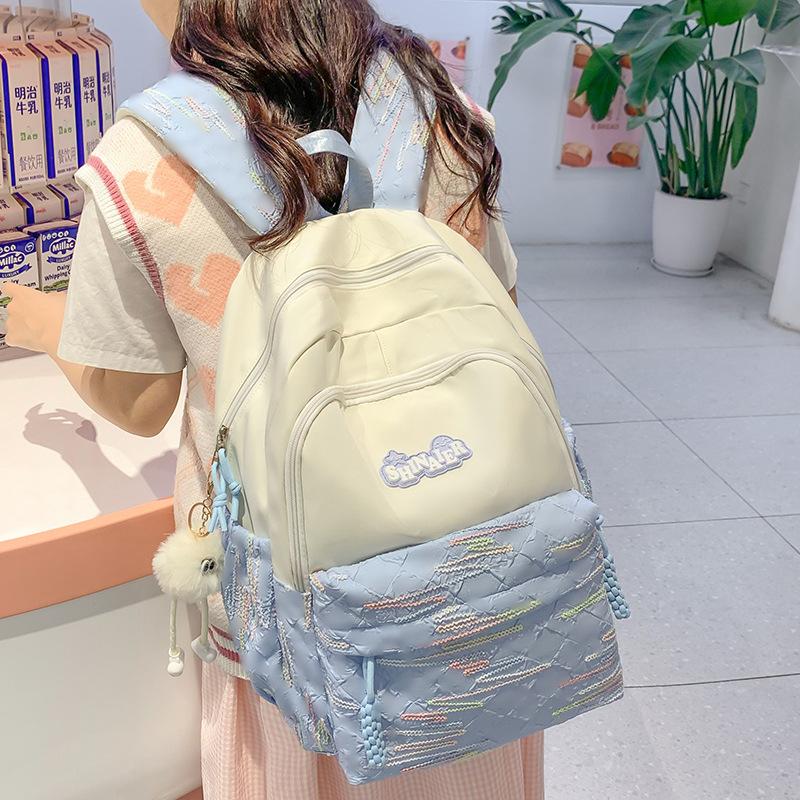 Schoolbag for Children Elementary School Students  Girls Striped Junior High School Students Small Backpack