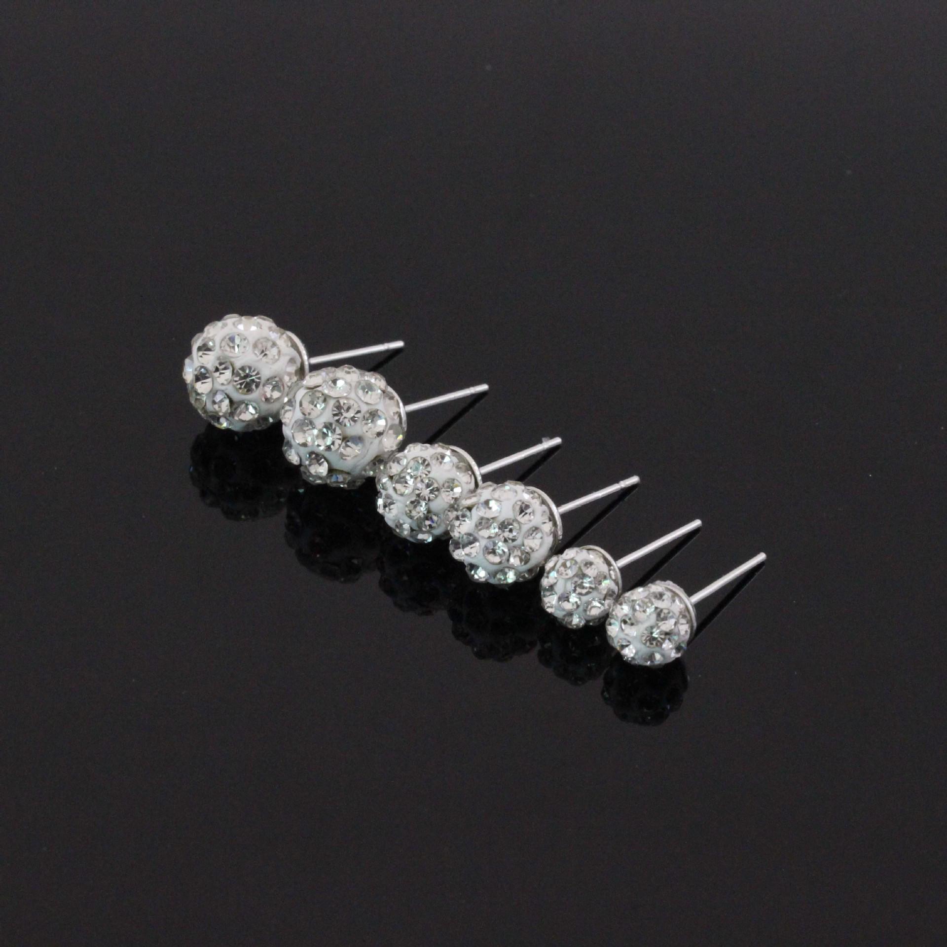 European & American Style Rhinestone Clay Earrings - Set of 3 Pairs
