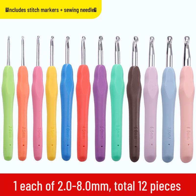 Soft Grip Crochet Hook Set: Handmade Yarn Dolls, Stainless Steel Needles & Knitting Materials