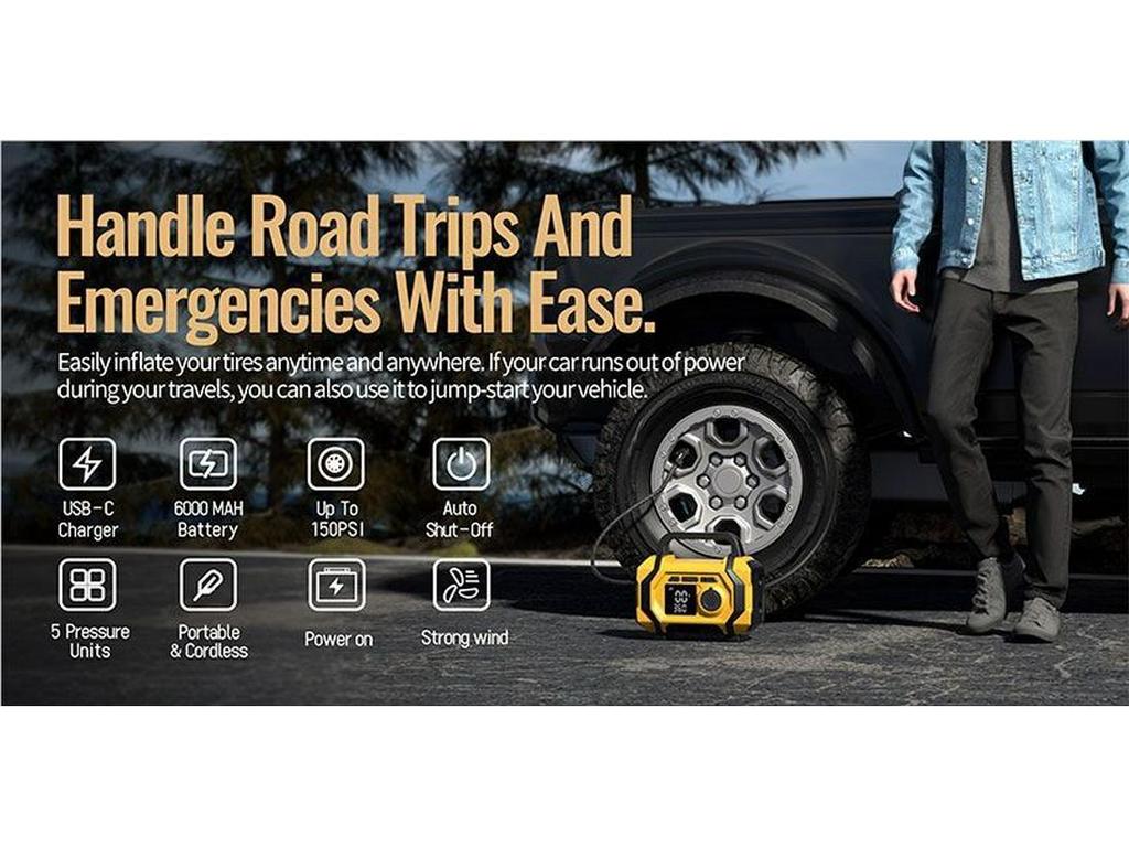 Car Emergency Power Supply & Air Pump with Tire Pressure Gauge – All-in-One Large Capacity Vehicle Starter