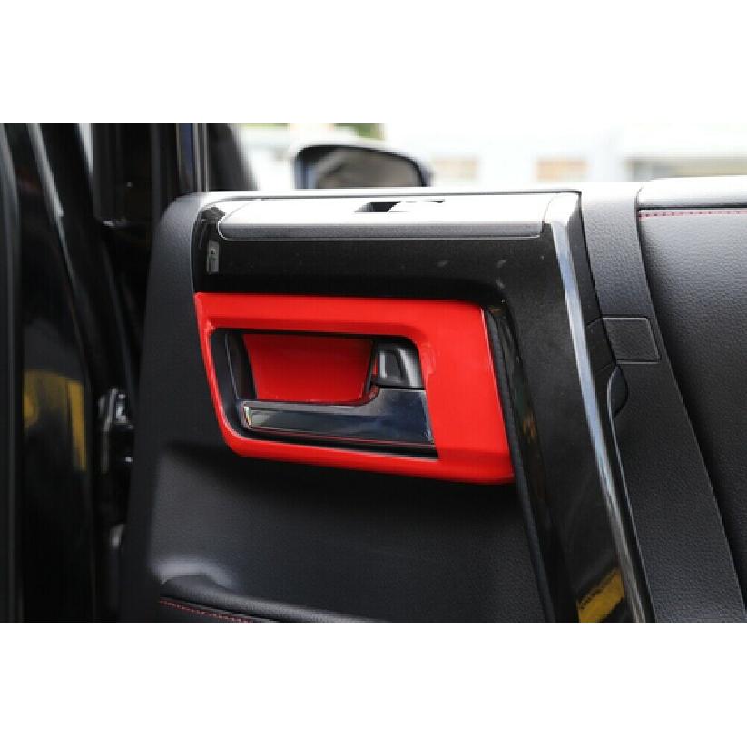 4X Red Interior Door Handle Bowl Frame Cover Trim For 4Runner 2010+Accessories