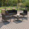 Vidaxl 5-Cz. Garden Lounge Set, Cushions, Grey, Rattan PE