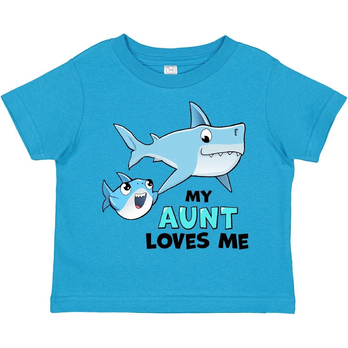 Inktastic My Aunt Loves Me With Cute Sharks Toddler T-Shirt Family Auntie Fish 100