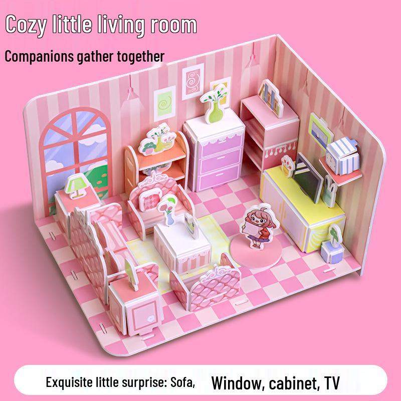 3D Stereoscopic Small House DIY Puzzle for Kids Ages 3-6 - Educational Paper Craft Toy