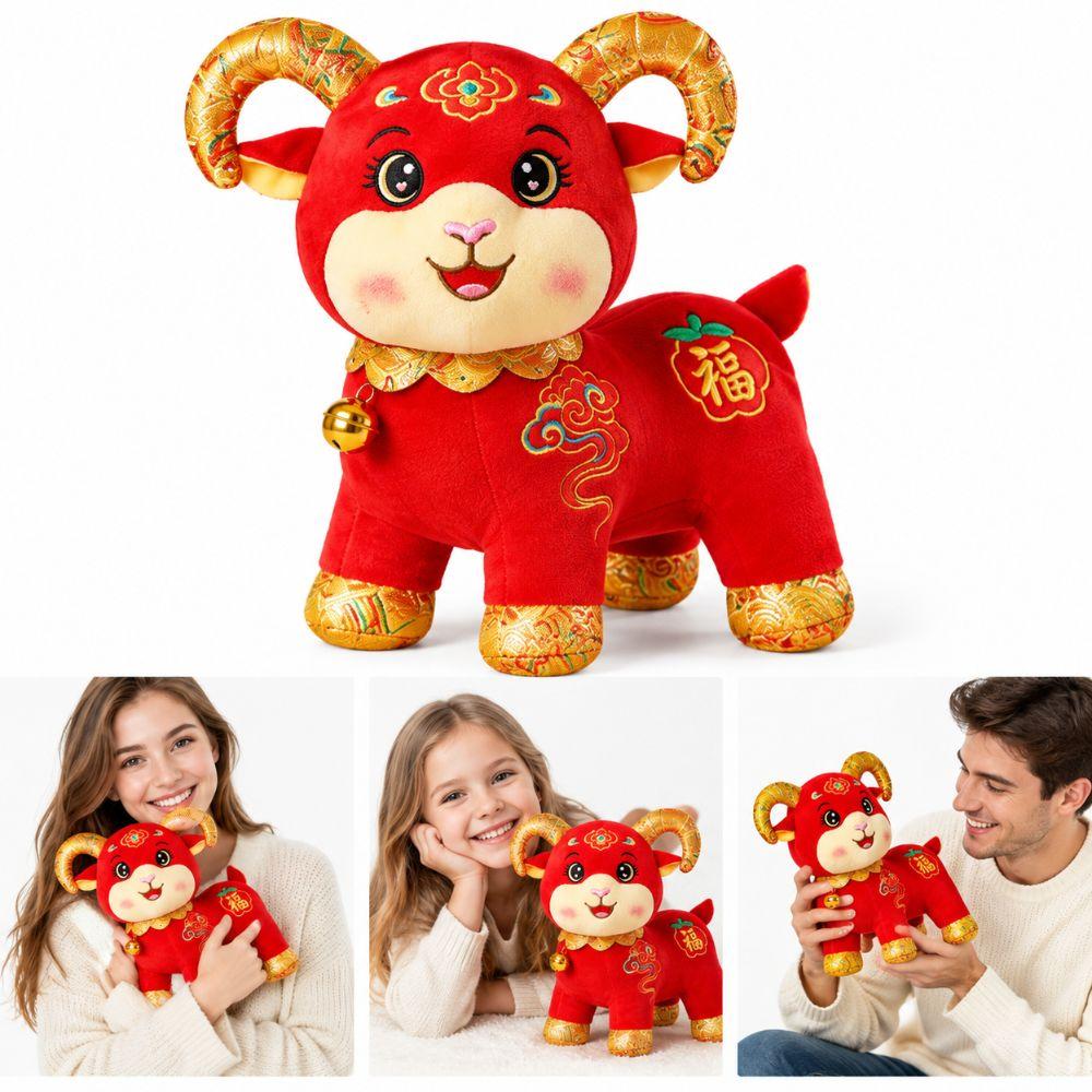 Golden Horn Goat Plush Toy Soft Plush Zodiac Mascot Doll Year of the Sheep Mascot  Chinese New Year