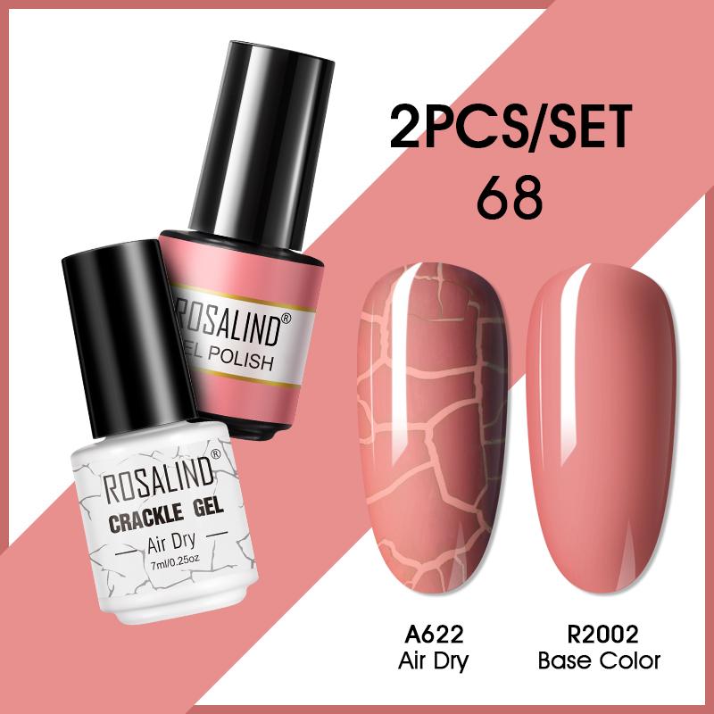 ROSALIND 7ml Nagelgel Nagellack Cracked Gel Semi-Permanent Esmalte Hybrid Lack UV Nagelkleber Nagellack Primer Matt 2er Set