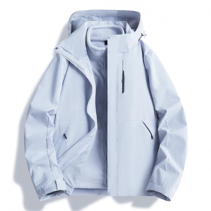 Giacca da sci 3-in-1 Unisex: Antivento, Impermeabile, Cappuccio Staccabile, Foderato in Pile per Sport all'Aperto e Arrampicata