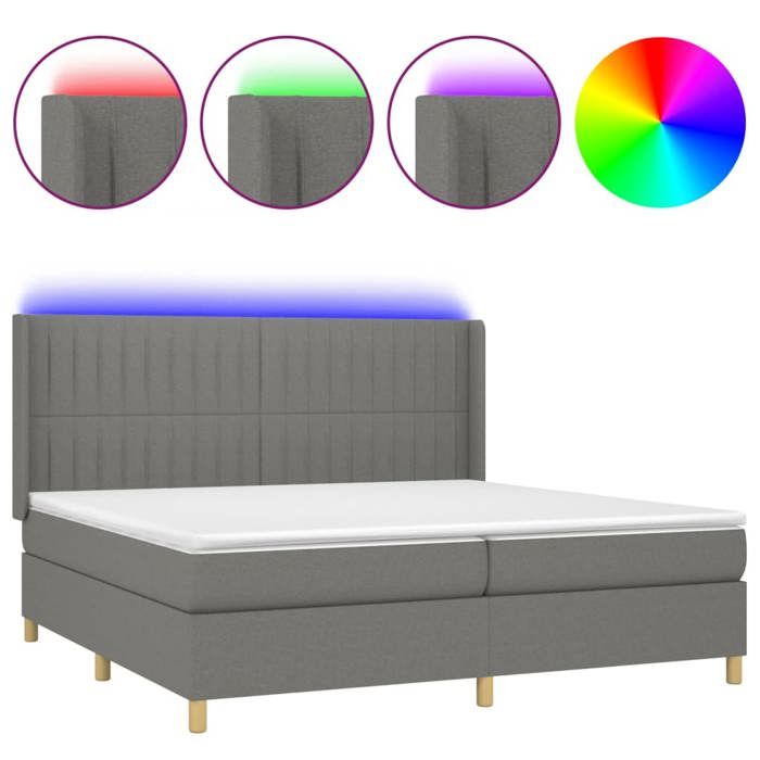 VidaXL Sommier à Lattes de Lit avec Matelas et LED, Lit Rembourré avec Tête de Lit, Lit Double, Lit Adulte de Chambre, 3139062