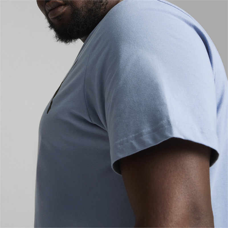 Puma Outdoor Sports Fashion Loose Comfortable Letter Print Casual Sweat-Absorbing Round Neck Short Sleeve T-Shirt Men Tops Blue Gray 847666-20