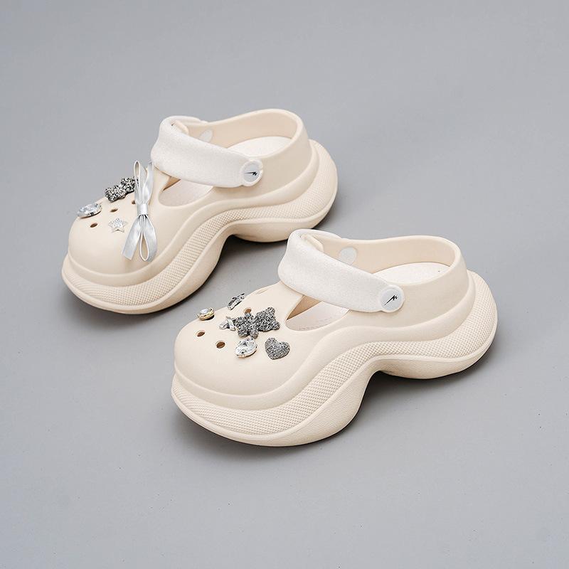 

CH1610-Яркий медведь женская обувь 2025 новая летняя обувь с отверстиями женские универсальные толстоподошвенные мягкоподошвенные увеличивающие рост шлепанцы 40