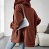 Ladies Spring Autumn Casual Long Sleeve Drawstring Hooded Zipper Solid Color Cardigan Hoodies Sweatshirt Top