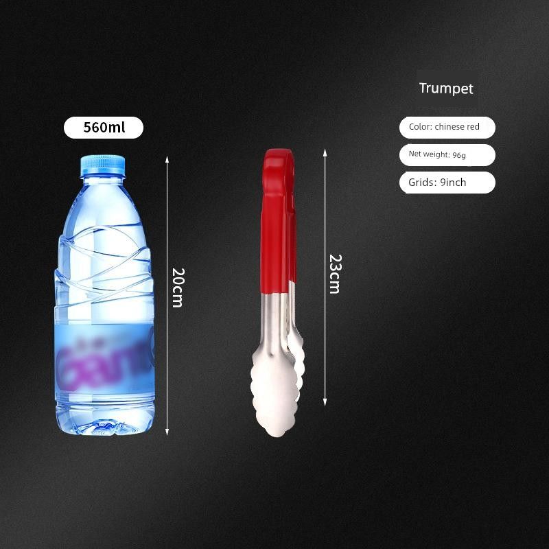German Precision Iron Plate Fried Steak Barbecue Stainless Steel Tongs Kitchen Household Thickened Food Bread Tongs Barbecue Plum Blossom Clip - 23cm