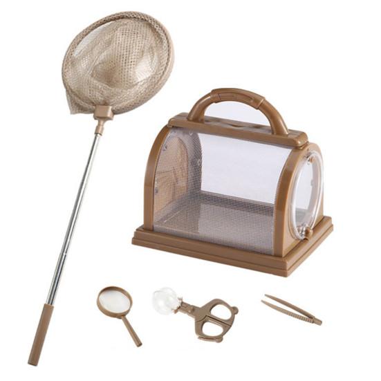 

1 комплект ловцов животных с коробкой для просмотра, зажимом для сетки, пинцетом, увеличительным стеклом, набор игрушек для наблюдения за ловлей животных на открытом воздухе коричневый
