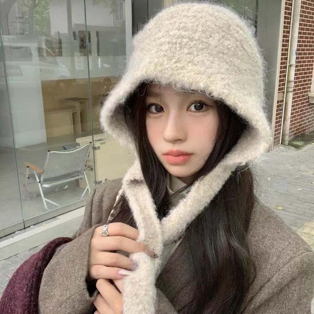 Soft Neck Collar Beanies Cap Acrylic Fibers Winter Neckerchief Hat Fashion Knitted Hooded Cap Men