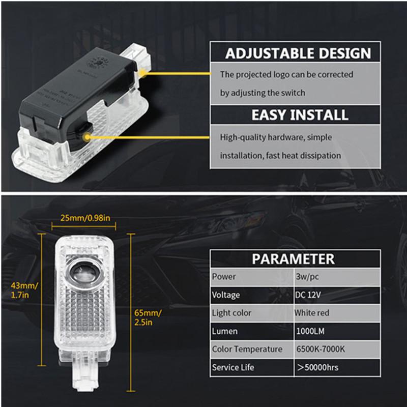 Led Car Door Logo Welcome Light For Audi A1 A3 A4 A5 A6 A7 A8 B5 B6 B7 R8 B9 Q3 Q5 Q7 S6 TT S3 S6 C5 C6 C7 A7 RS RS4 RS5 RS6