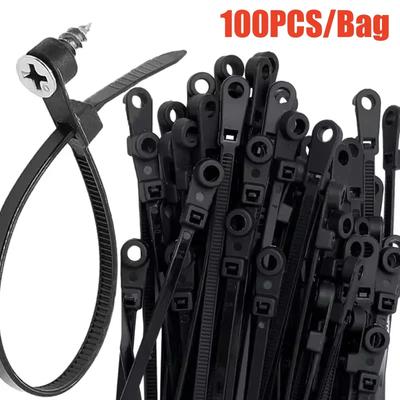100/1000PCS Nylon Cable Ties Screw Hole Fixed Cable Ties Plastic Self-locking Cord Reusable Fastening Loop Detachable Bundle Straps