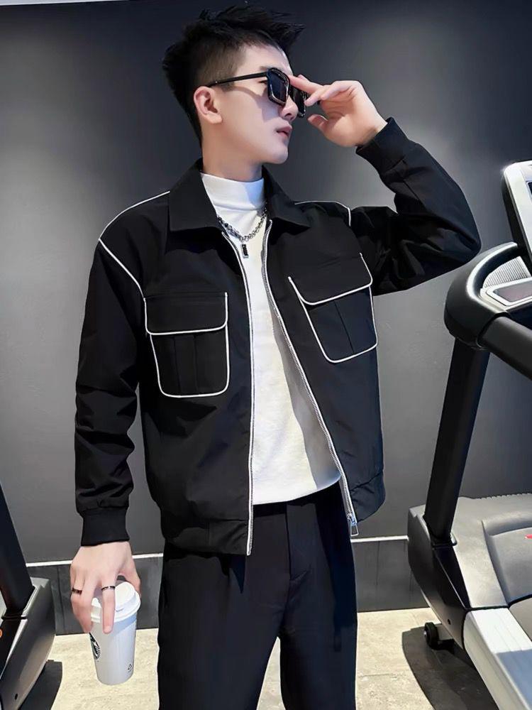 

Мужской повседневный пиджак высокого класса с лацканами - издание весна/осень 2024 M чёрный