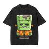 Harajuku  Cotton Oversized TshirtMen Short Sleeve TeesFrankenstein Summer Loose Washed Tops TShirt