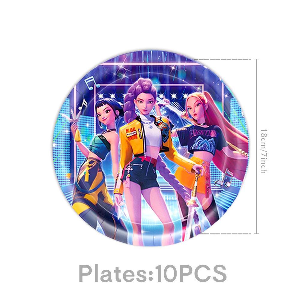 K-Pop Blue Witch Hunter Birthday Party Banner, Cake Toppers, and Balloon Set Decorations