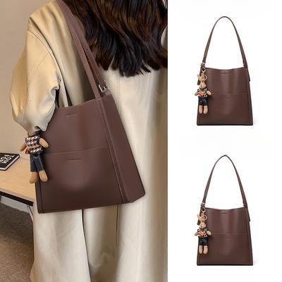 Eimer Tasche Damen Neue Damen Tasche Tragetasche Echtes Leder Große Kapazität Einzelne Schulter Pendler Tasche