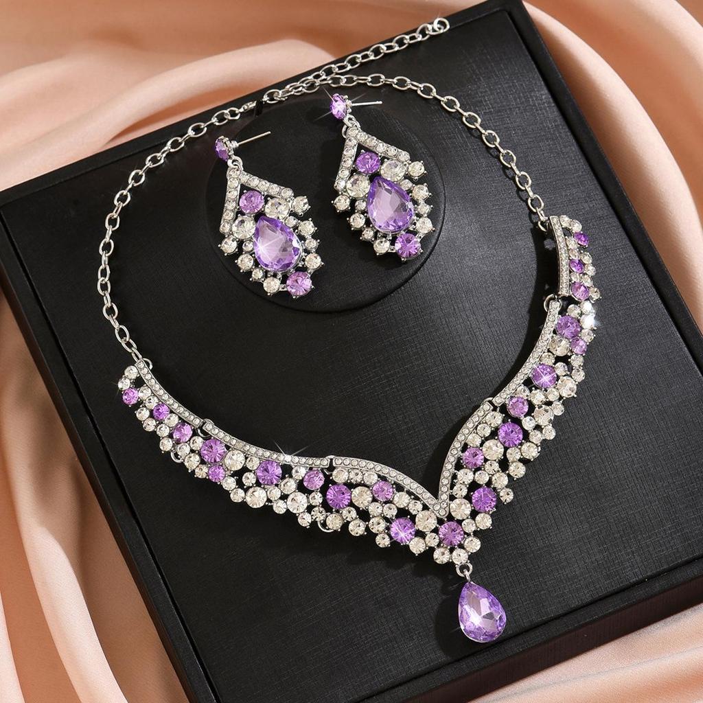 Retro Rhinestone Jewelry Necklace Set - Luxurious Evening Dress Accessories