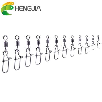 HENGJIA 50PCS Pike Fishing Accessories Connector Pin Bearing Rolling Swivel Stainless Steel Snap Fishhook Lure Swivels Tackle