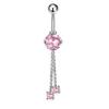 1PCS Pink Crown Belly Button Rings Jewelry Stainless Steel Heart Navel Piercing Barbell Crystal Cute Belly Rings For Women Girls
