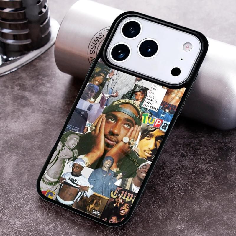 Rapper 2pac Singer Tupac Phone Case for iPhone 17 16 15 Pro Max Air 14 13 12 11 Plus Shockproof Capa Cover