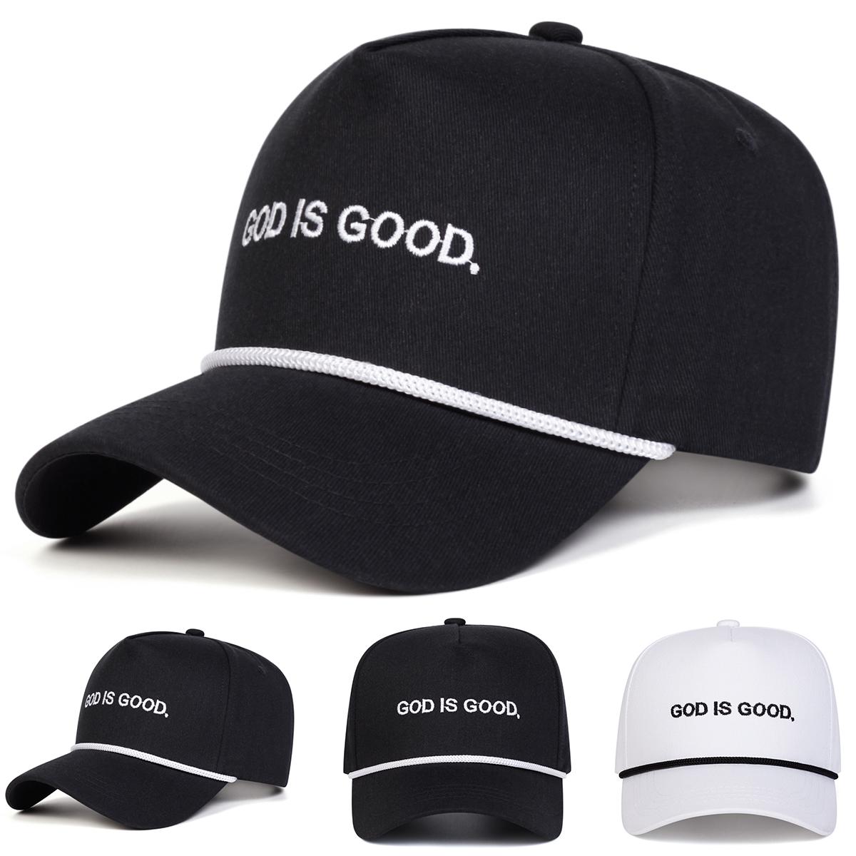 Yiran Bag Women's Unisex God Is Good Letter Embroidery Baseball Caps Spring Autumn Outdoor Adjustable Casual Hats Sunscreen Hat Sports Cap