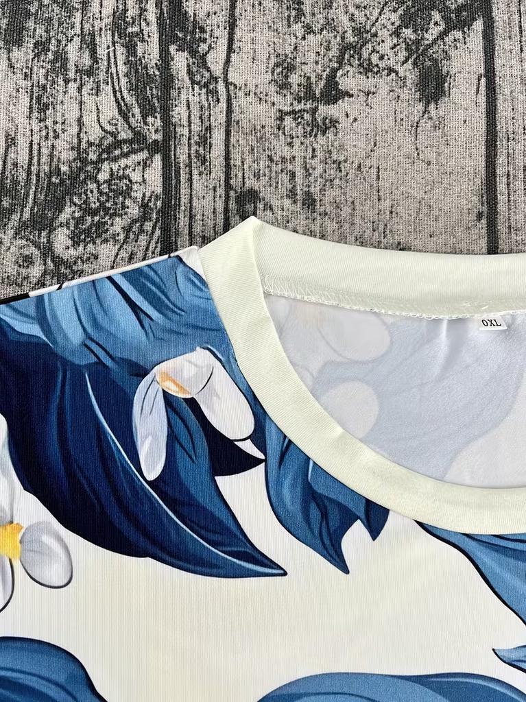 Sexy Frau Sommer Zitronenbaum-Print Kurzarm 3D Digitaldruck Frisch Vollprint Kurzarm-T-Shirt