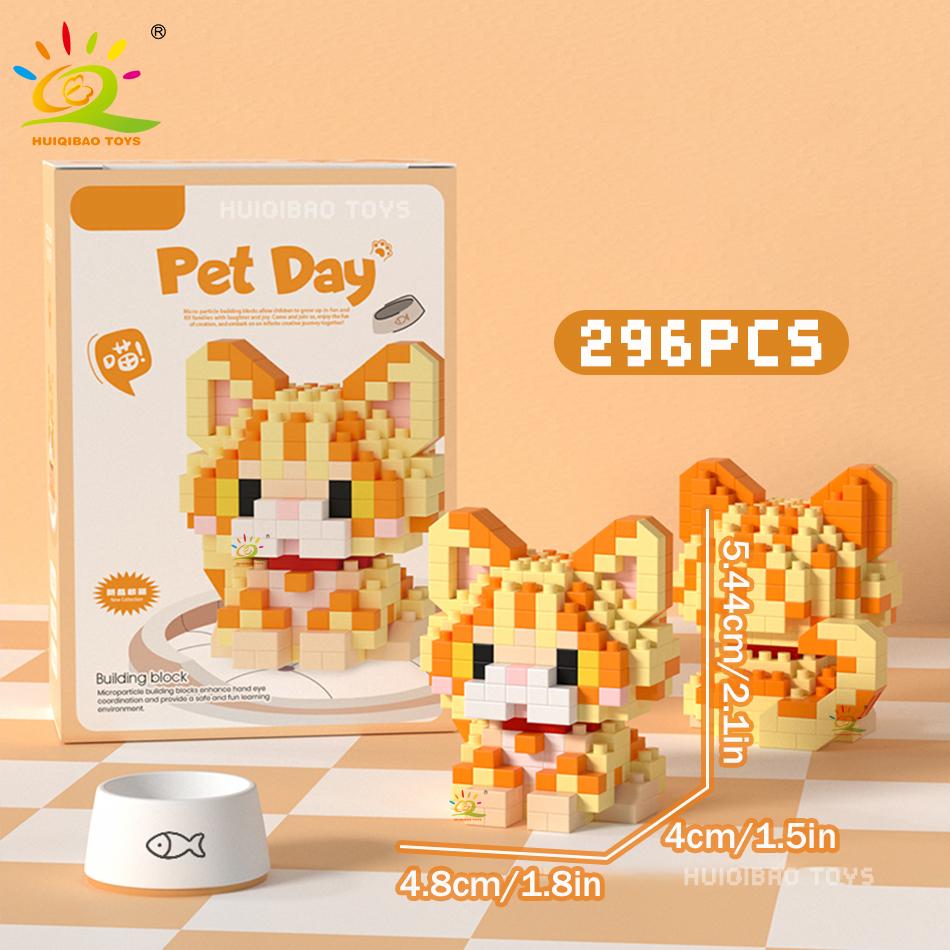 MINI Working Cat Pet Dog Micro Model Building Block Set Kids City Cartoon Animal Diamond Bricks Educational Toys Adult