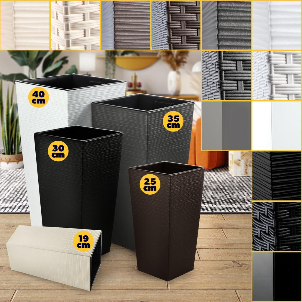 KADAX Set of 3 Flowerpots Flowerpots Inserts Garden Flowerpots Tall Graphite 57cm