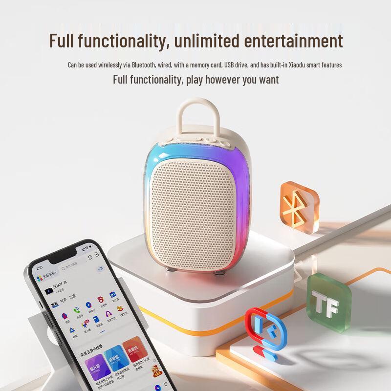 Soaiy SK68 Portable Wireless KTV Speaker & Dual Microphones with AI Voice Assistant CN Plug (adapter Included)