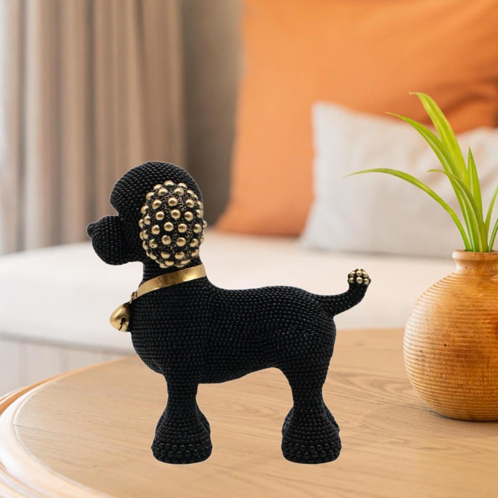 Beaded Dog Resin Statue Animal Sculpture Table Centerpiece Puppy Figurine Desk Figure for Party Bedroom Housewarming Cabinet