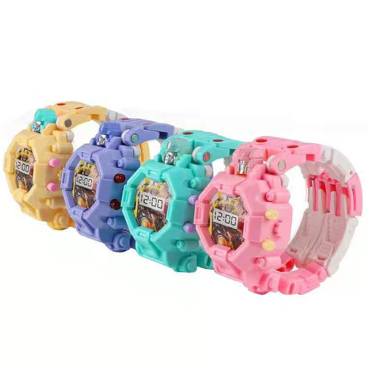 Children's Deformation Watch King Kong Robot Cartoon Elementary School Pupils Diy Toy Boy Girl Electronic Watch Gift