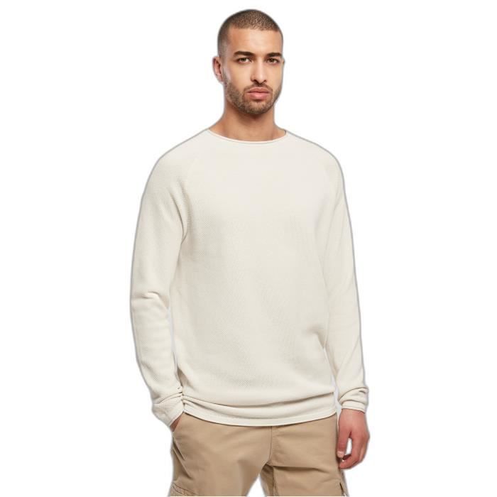 Pull à manches longues - Urban Classics - Gris clair - 100% coton - Col ras du cou - Manches raglan