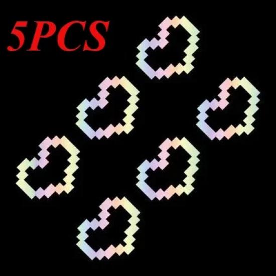 6PCS Mosaic Heart-shaped Pixel Heart-shaped Car Window Decoration, Waterproof Headlight and Taillight Decoration Stickers