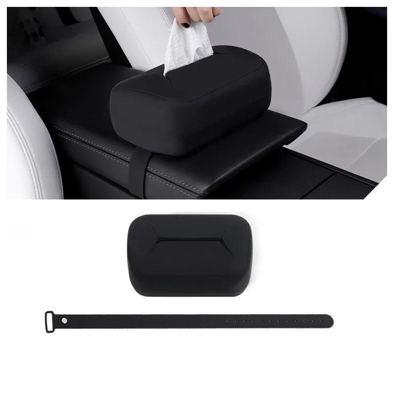 Car Tissue Box For Tesla Model 3/Y/S/X Model Y Juniper 2026 Armrest Tissue Box Hidden Pendant Backrest Paper Bag Accessories
