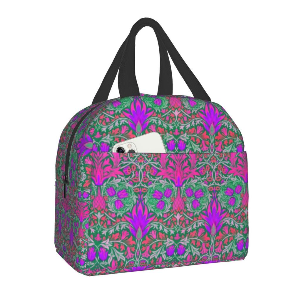 William Morris Compton Floral Pattern Lunch Box for Women Multifunction Cooler Thermal Food Insulated Lunch Bag Office Work