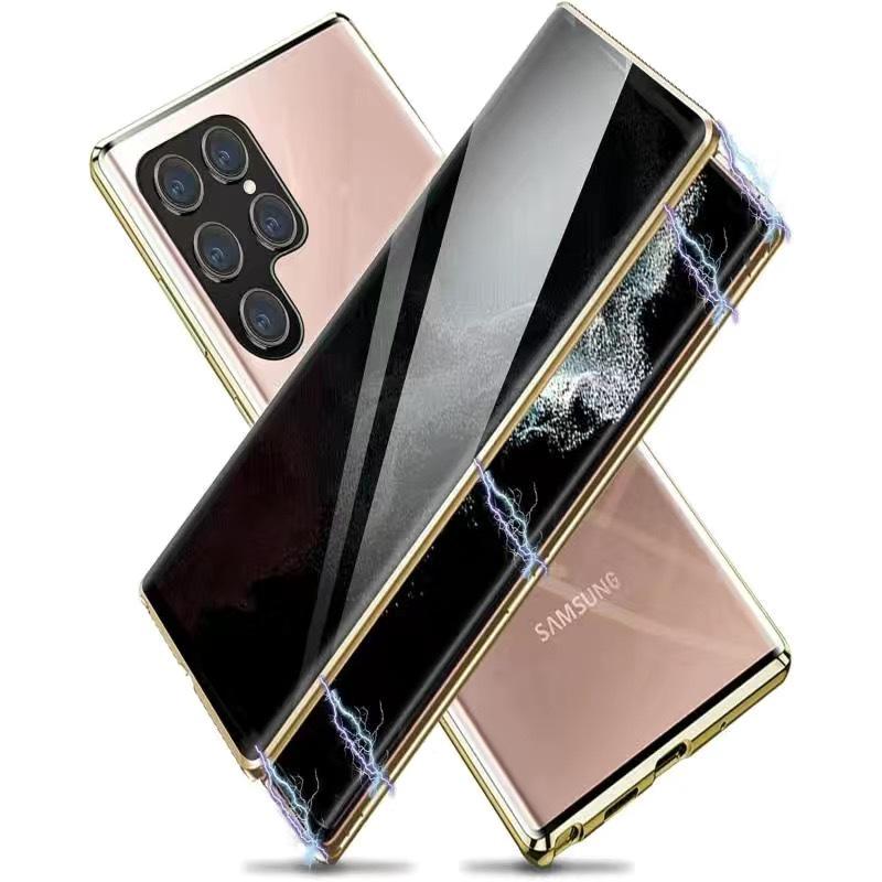Wanmagi King Metall Magnetische Doppelseitige Hülle für Samsung S24u/S22U/S23fe Galaxy Handy