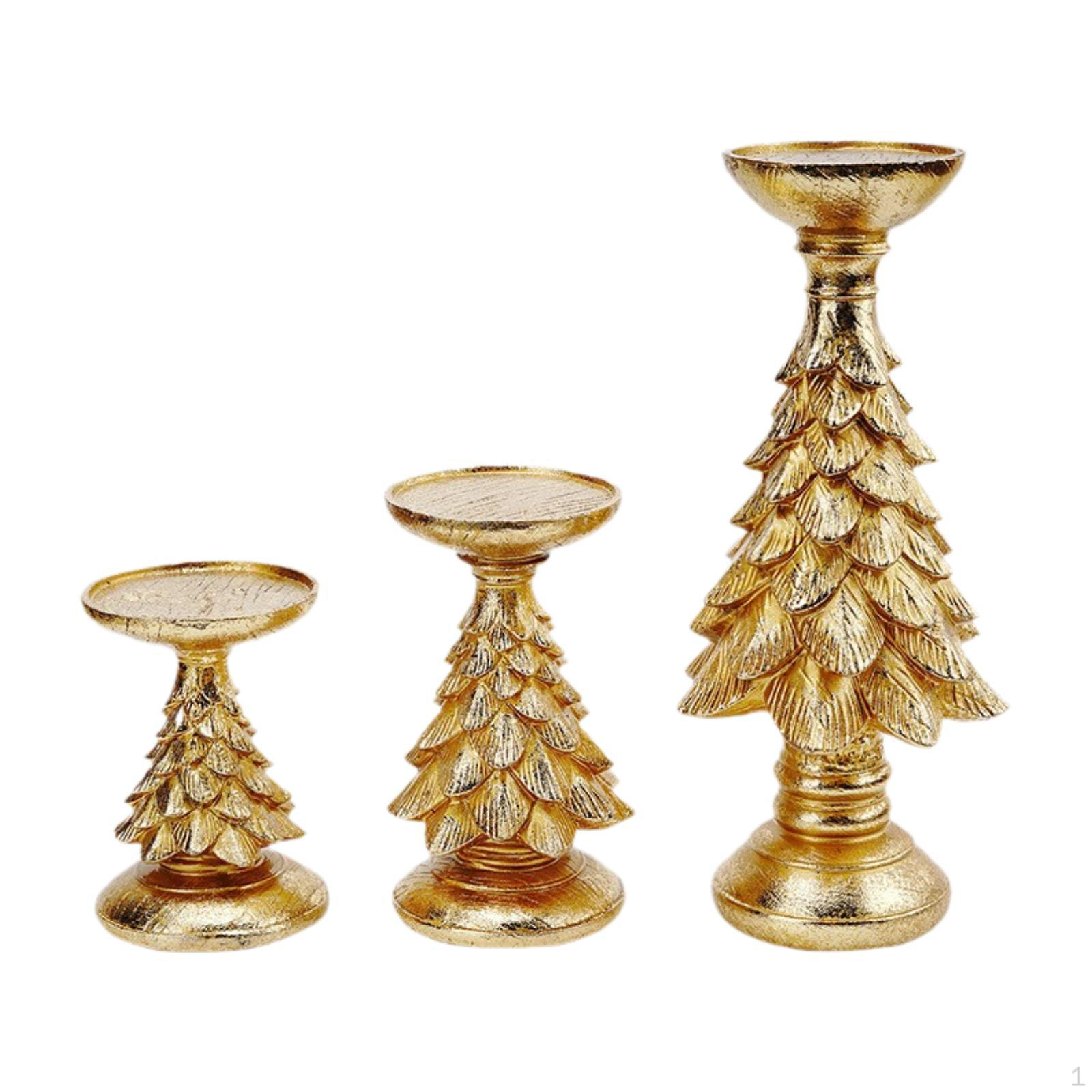 

3 Christmas Candle Holders Resin Tea Light Decoration Candlesticks for Party Table