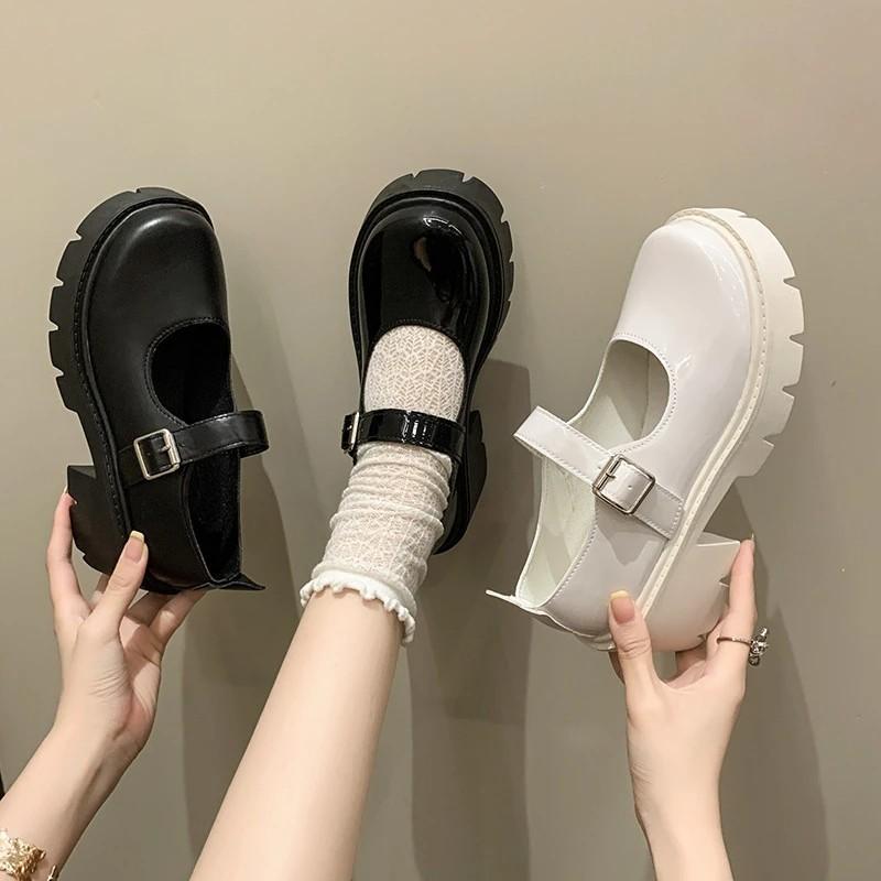 Platform Mary Jane Shoes Women's Chunky Heel Round Toe Buckle Strap Casual Shoes