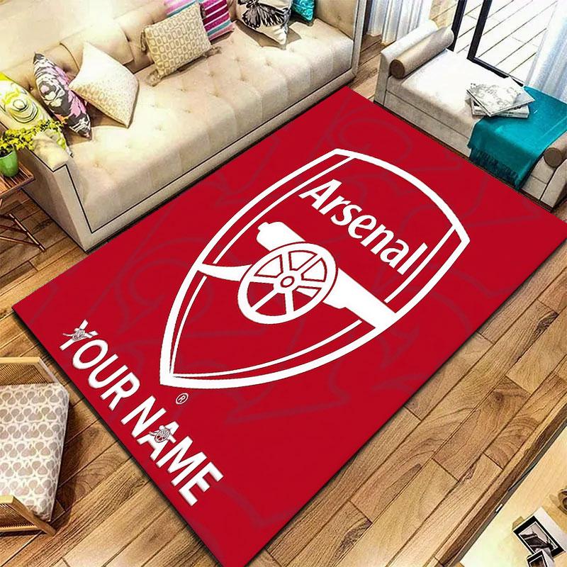 Tapis Arsenal F Nom Personnalisé pour Salon Chambre Maison Décoration Canapé, Tapis de Sol Antidérapant pour Jouer aux Enfants