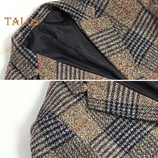 Pánský oblek Kabát Klopa Dlouhý rukáv Kostkovaný vzor Zapínání na dva knoflíky Bunda s kapsami Slim Fit Business Outwear