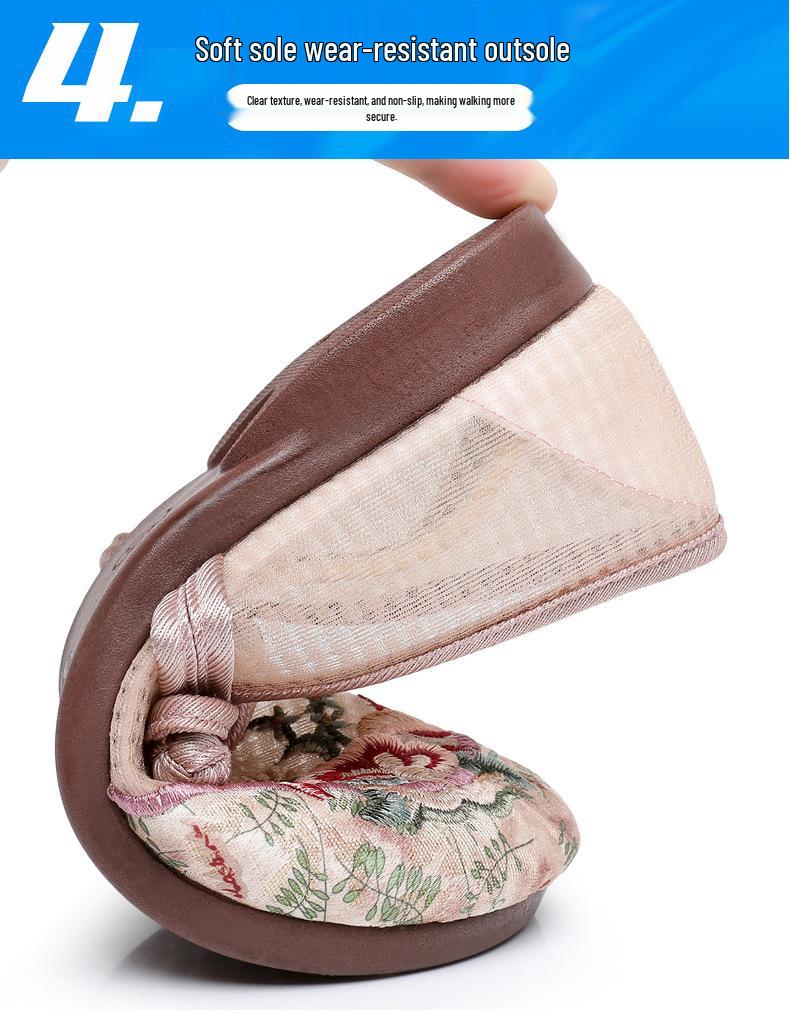 Women's Ethnic Style Embroidered Mesh Slip-On Flats - Breathable Summer Shoes