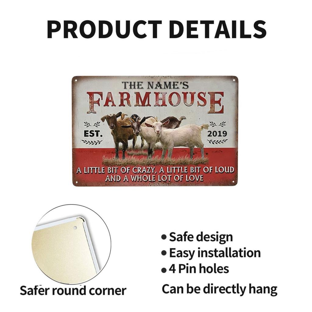 Personalized Custom Goat Farmhouse Metal Wall Art Indoor Outdoor Home Decor For Decoration Only