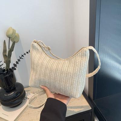 Malá čtvercová taška Niche Fashion Beach Bag Textured Slaměná taška přes rameno Niche Versatile Messenger Bag
