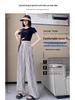 Women's High-Waisted Black & White Striped Wide-Leg Pants - Summer Casual Straight-Leg Trousers.