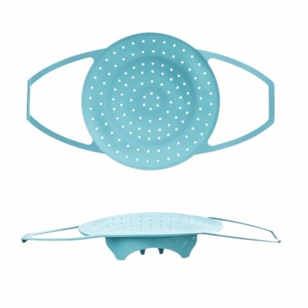 Heat Resistant Silicone Steamer Basket Long Handle Dumpling Steamer  Kitchen Use Blue S