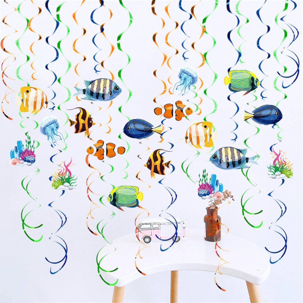 Lebhafte Meereshänger Partydekorationen Spiralförmiger Fischanhänger Hängende Wirbel Elegante Deckenhänger Girlanden Ornament